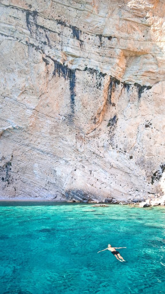 Greece, Lefkada, cliffs, blue sea relaxing 