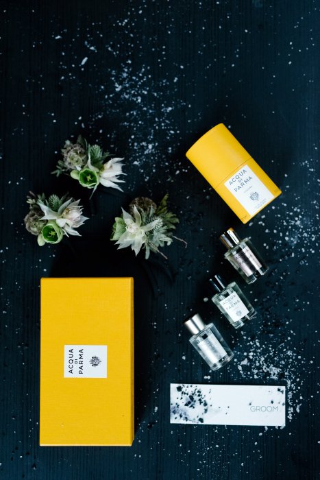 Acqua Di Parma fragrance for men on the table with flowers