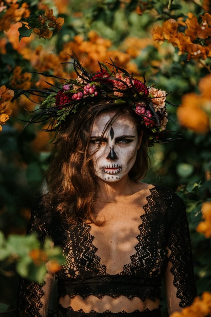 Halloween Wedding inspiration bride with painted face