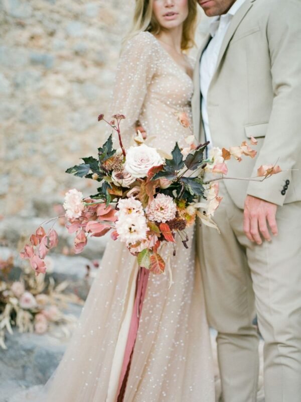 boheme elopement couple bride and groom holding eachother