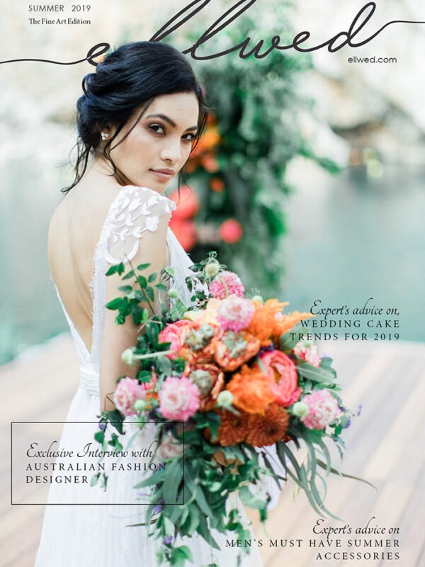 Ellwed Magazine Summer Corla Lakeside Wedding with an ethnic bride on the cover