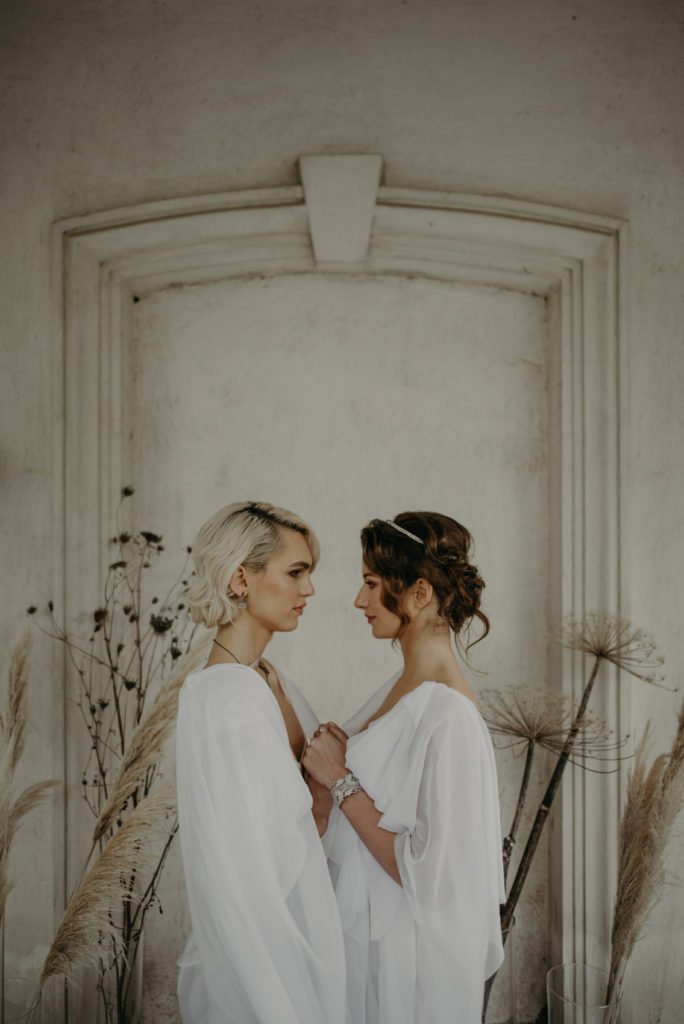 Two Brides Ethereal Wedding Inspiration getting married in Greece