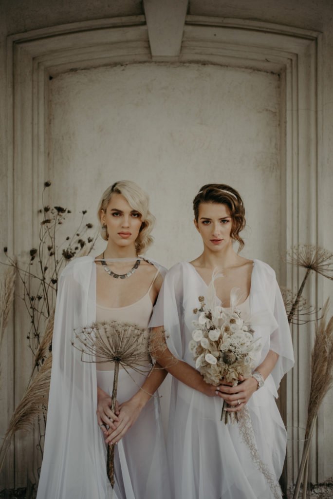 Two Brides Ethereal Wedding Inspiration getting married in Greece love is love