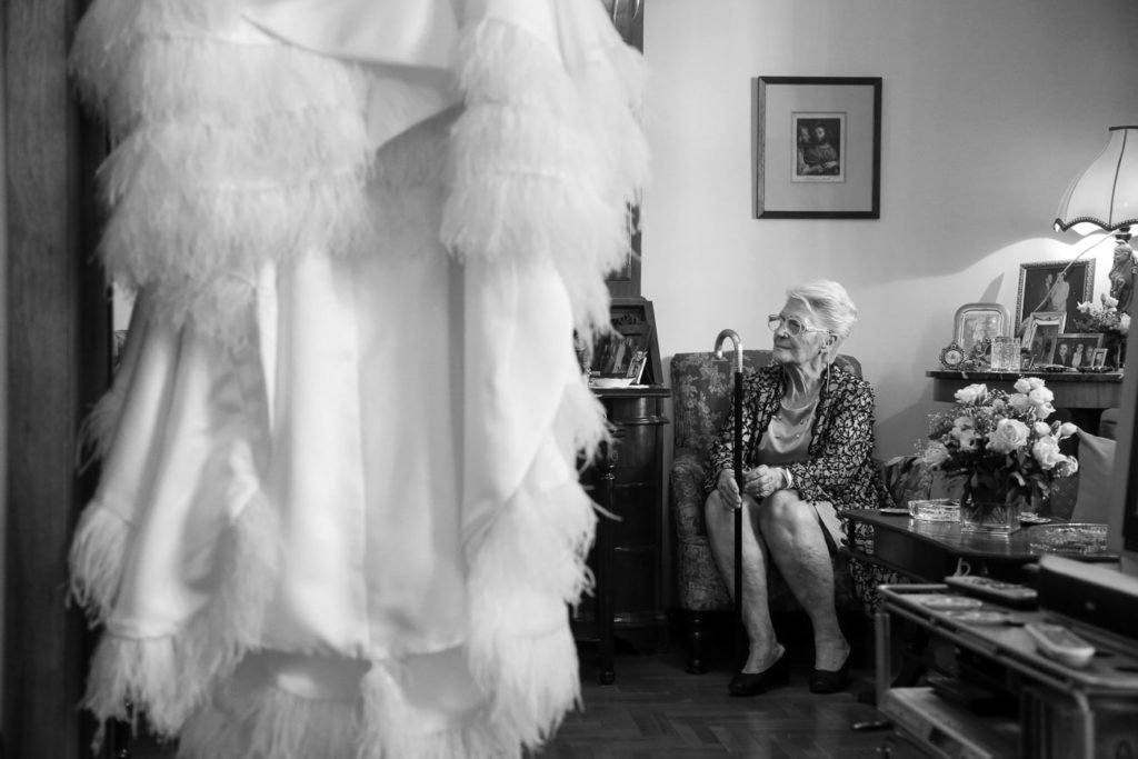 Grandmother of the bride and the bridal dress