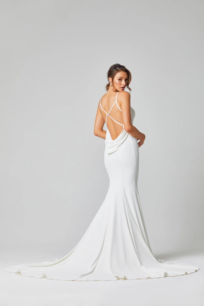 Alice stylish simple Wedding dress by Brides Only on Ellwed on a bride with open back