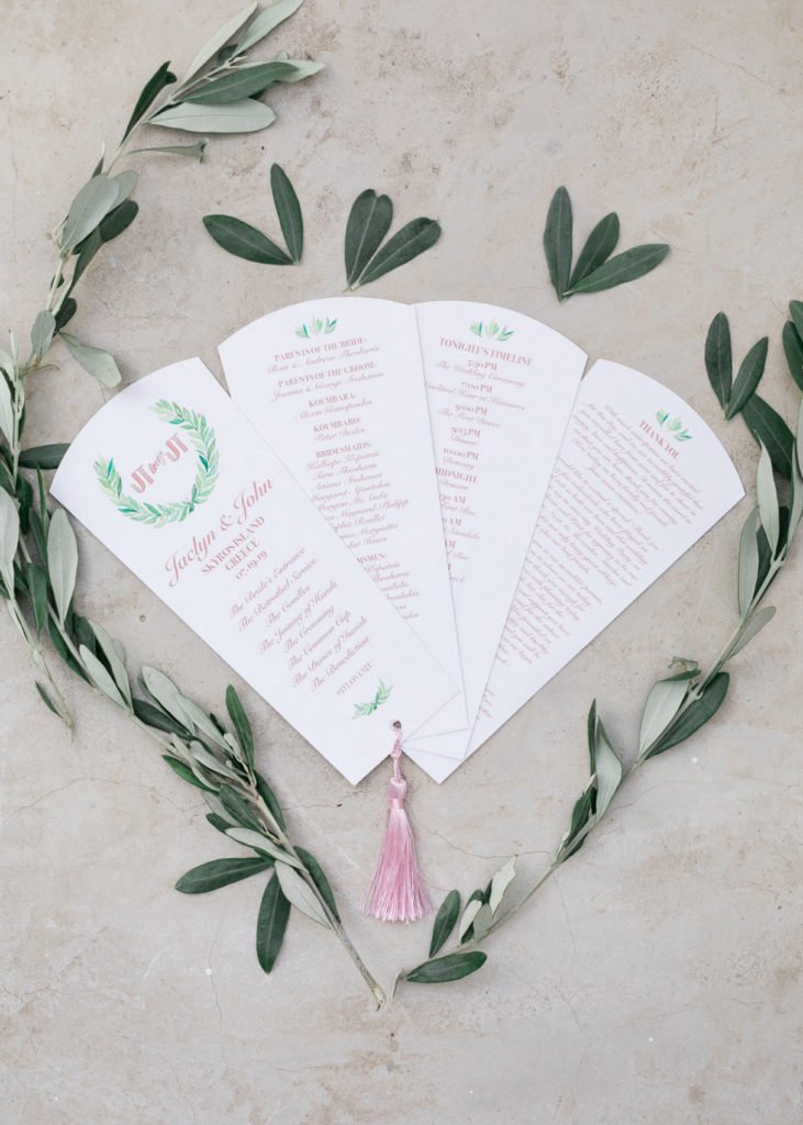 Double sided menus with wedding logo