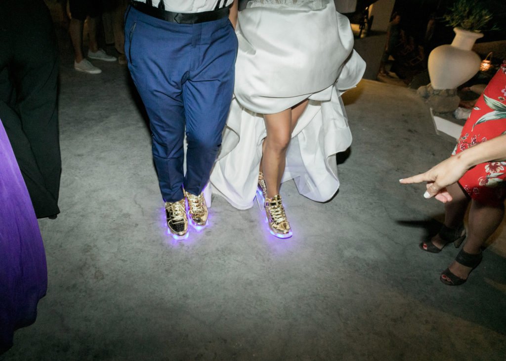 Fun personalised shoes with the lights for the bride and a groom