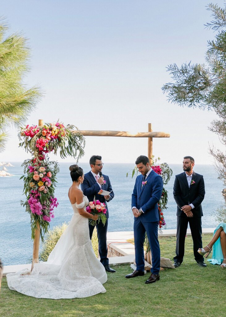 the Fun and colorful modern island wedding ceremony