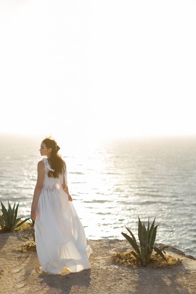 bride in the sunset