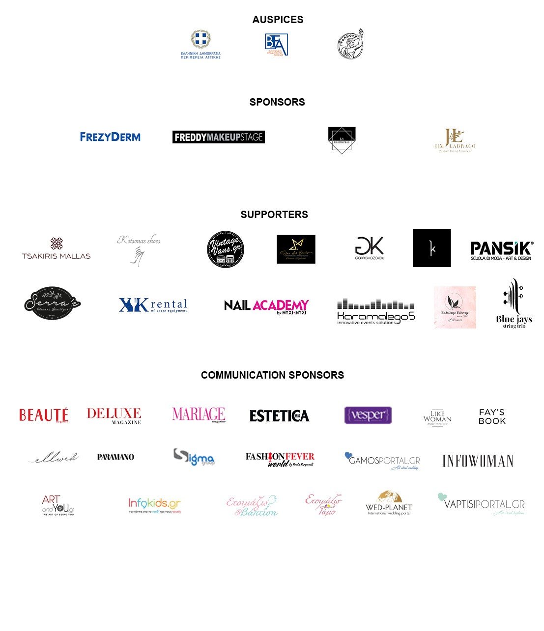 Bridal Expo & Bridal Fashion Week List of Sponsors 