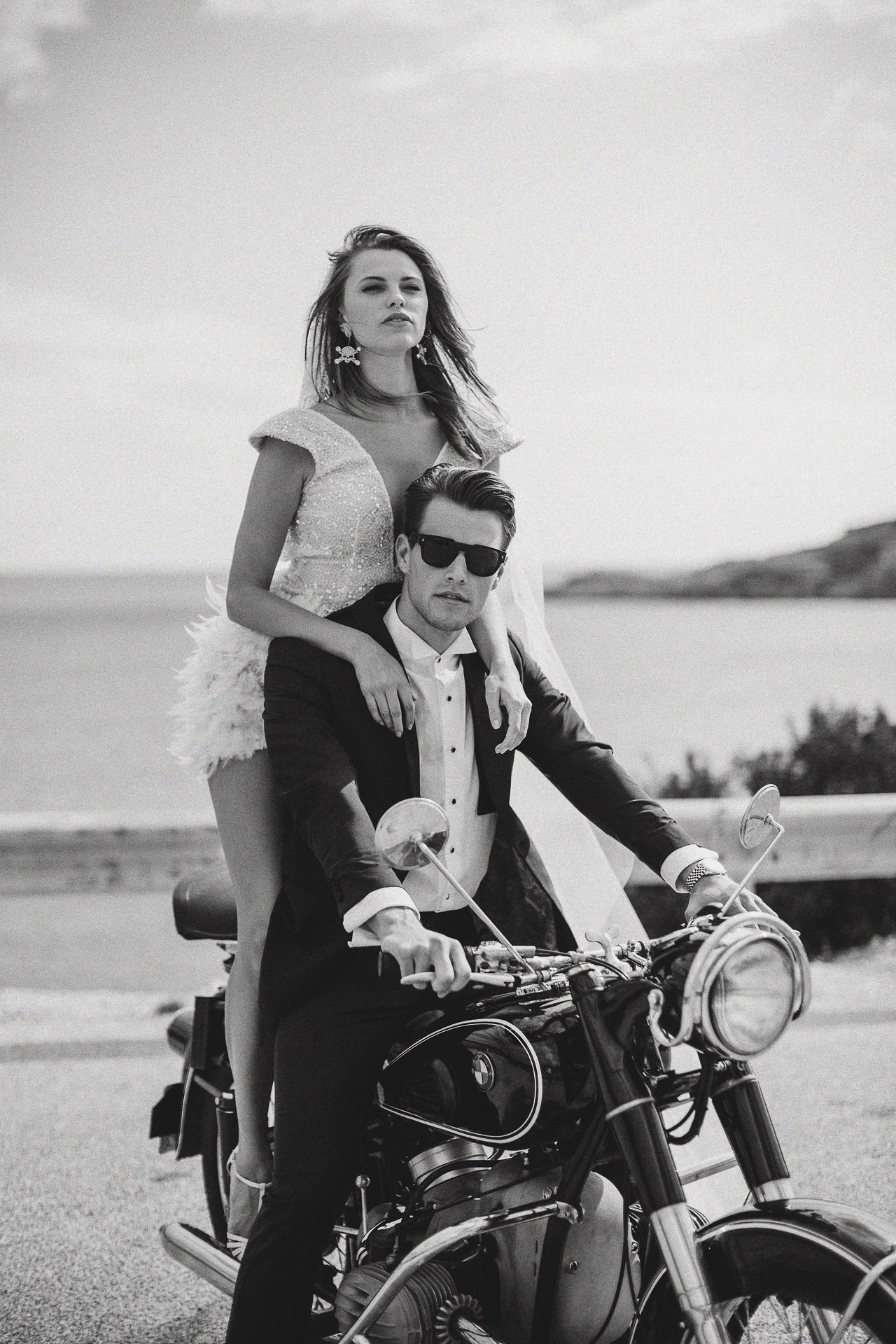 Athenian Riviera Elopement in Greece Biker Couple 