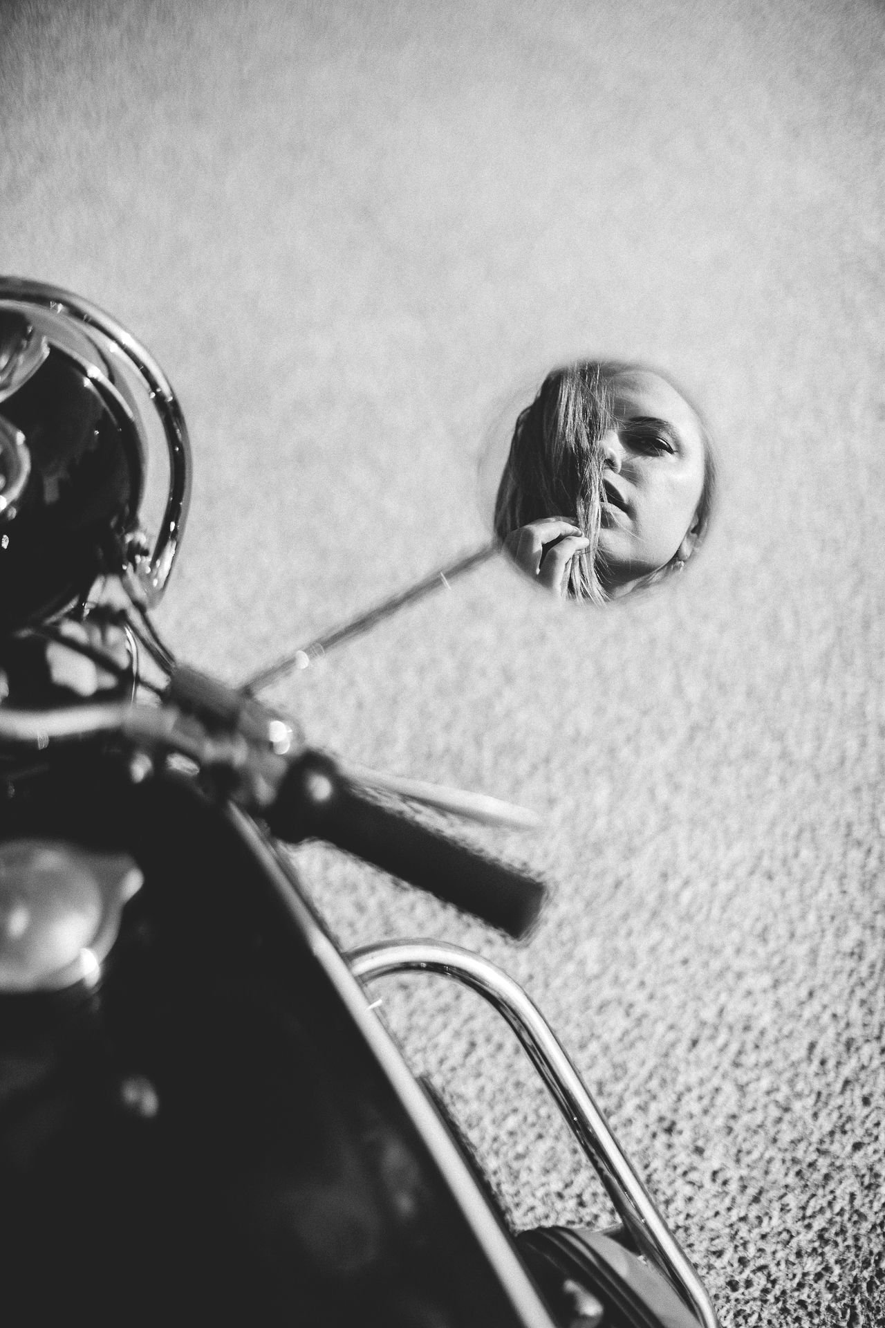 Reflection of woman's face in the mirror Athenian Riviera Elopement in Greece