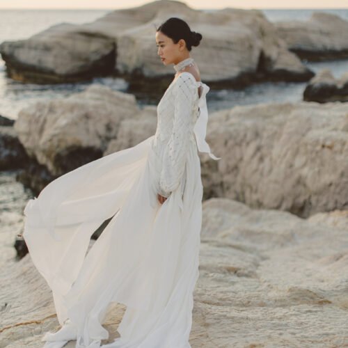 sunset beach elopement hairstyle