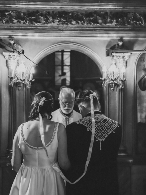 mountain wedding in Saint George bride and groom at the alter