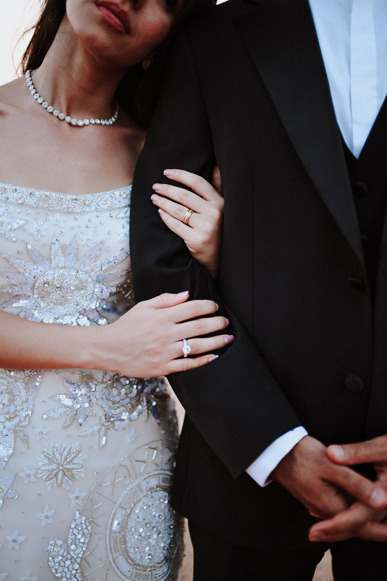 Bride and Groom Holding Hands