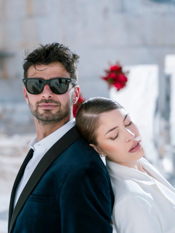 Groom with glasses