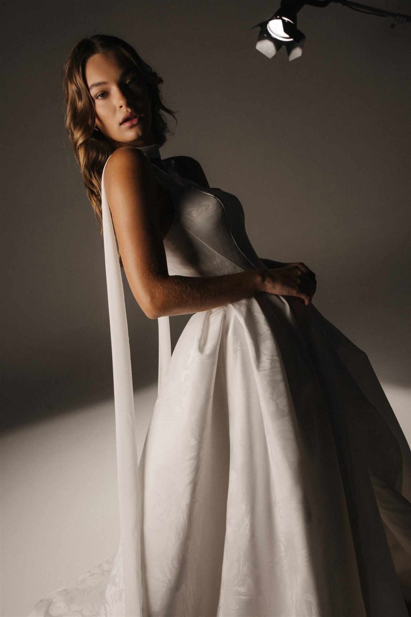 Lightweight satin gown ideal for Santorini destination wedding