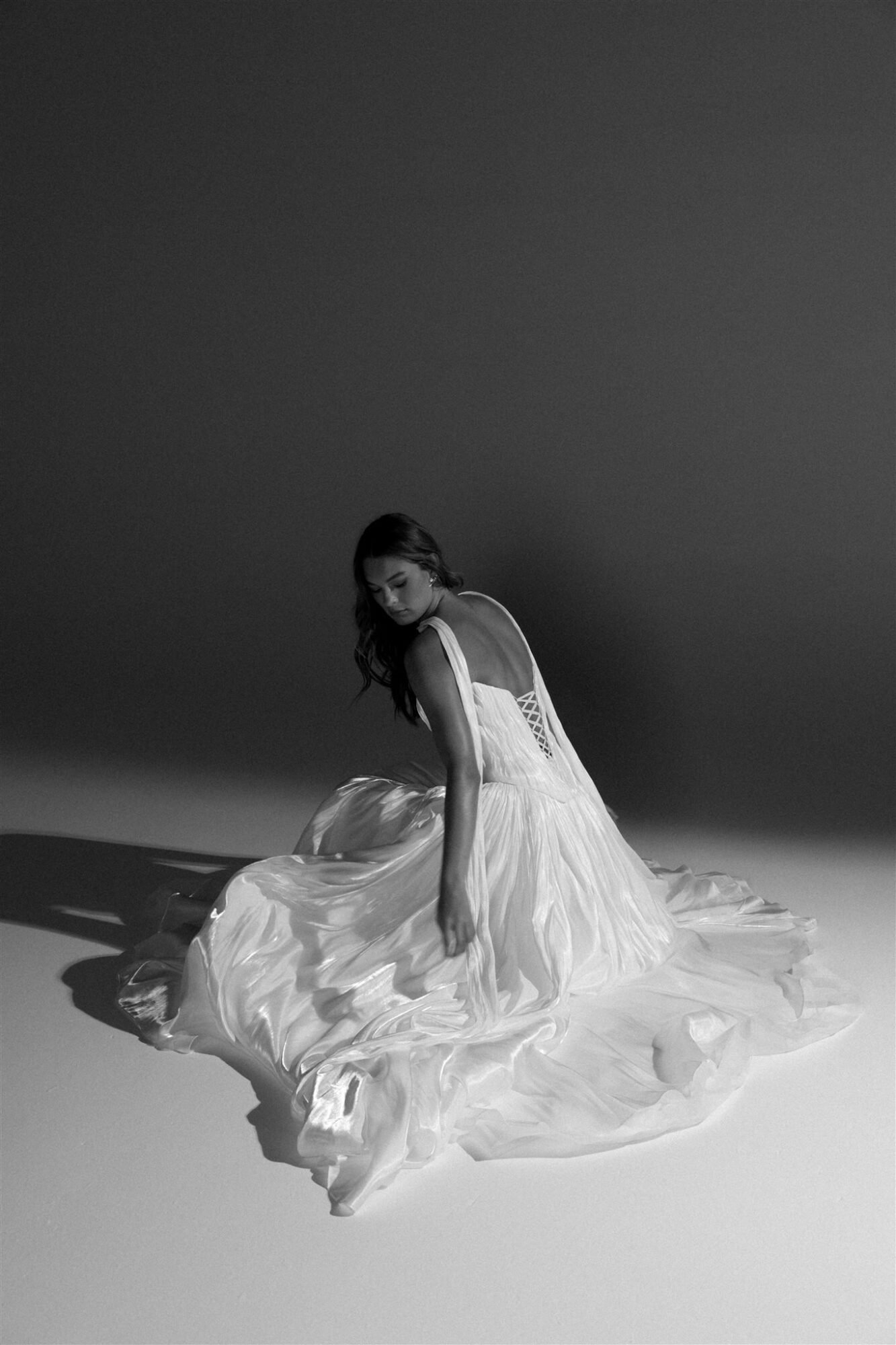 Lightweight organza gown with flowing skirt ideal for Santorini destination wedding