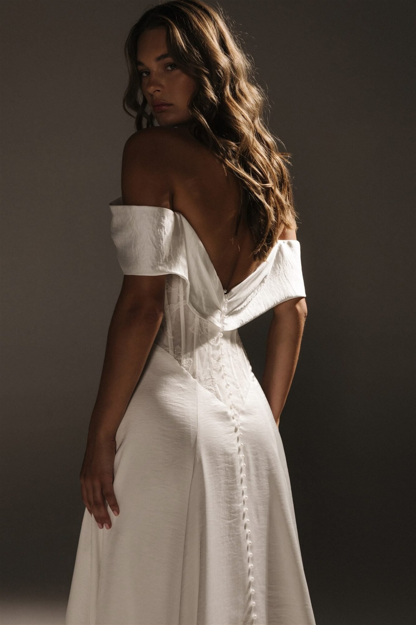 Lightweight silkgown with flowing skirt ideal for Santorini destination wedding