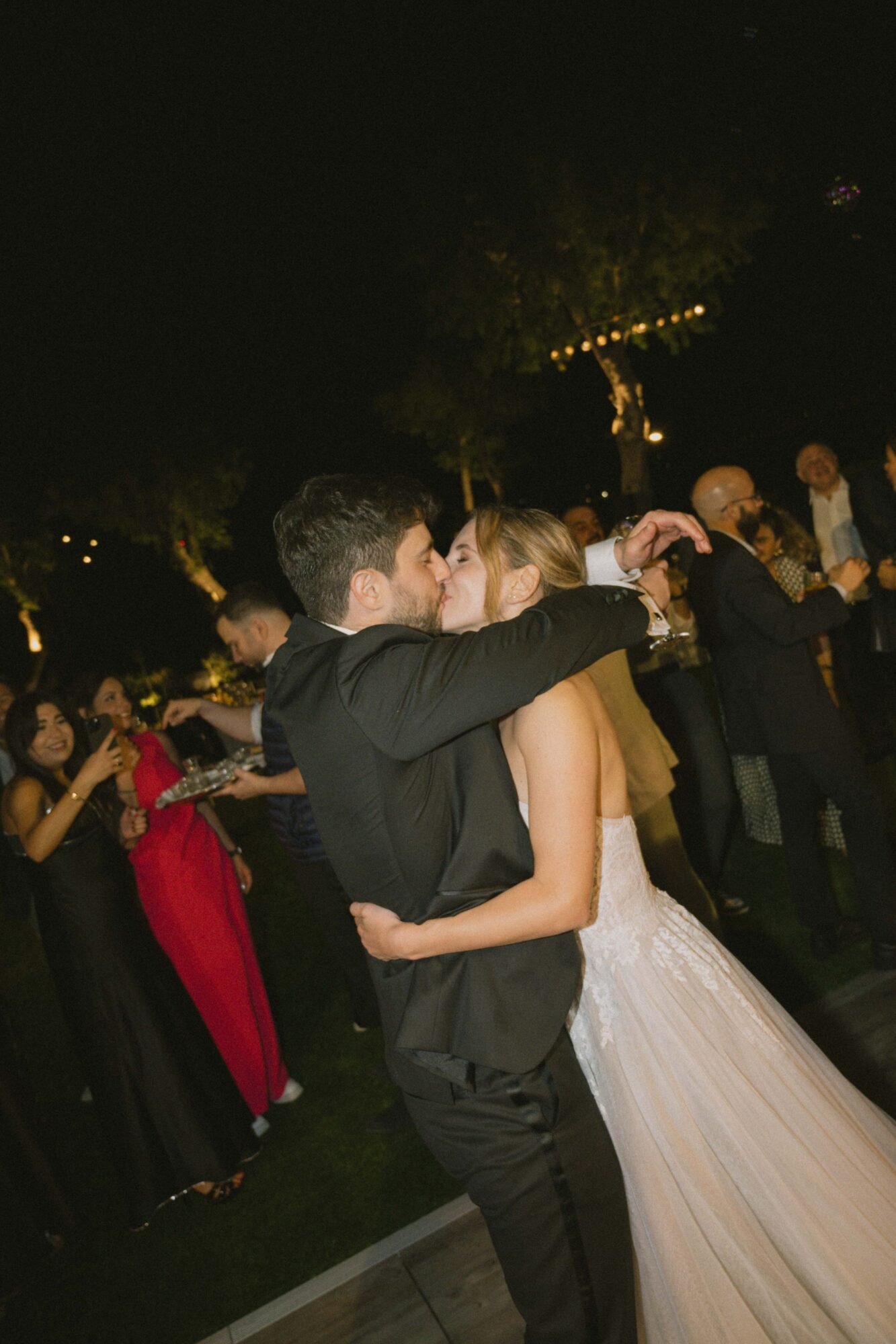 Bride and Groom Kissing