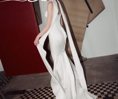 ricca sposa atelier fitted satin wedding dress with corset and scarf