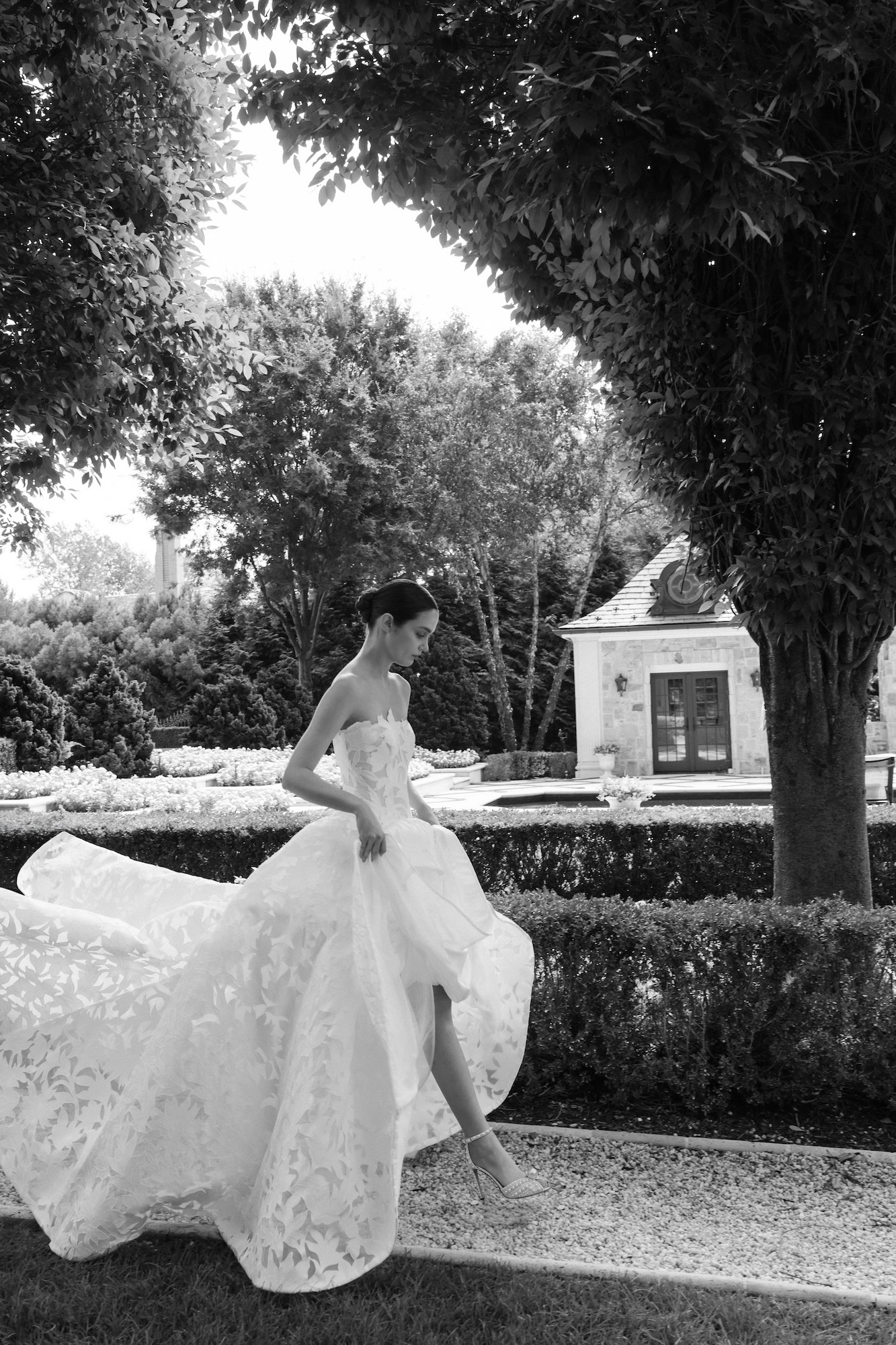 Wedding dress with laser cut organza ballgown grand entrance